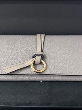 Chloe Grey Leather Wallet with Gold Ring Accent